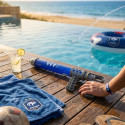 Pistolet Pompe à Eau 40 cm – Produit Officiel Équipe de France FFF, Lanceur d’Eau pour Jeux de Piscine et Plage