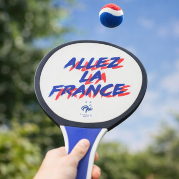 Raquette de Plage 32 cm Double Face avec 2 Balles Jeu Ext&eacute;rieur &ndash; Produit Officiel &Eacute;quipe de France FFF, Plage et Jardin