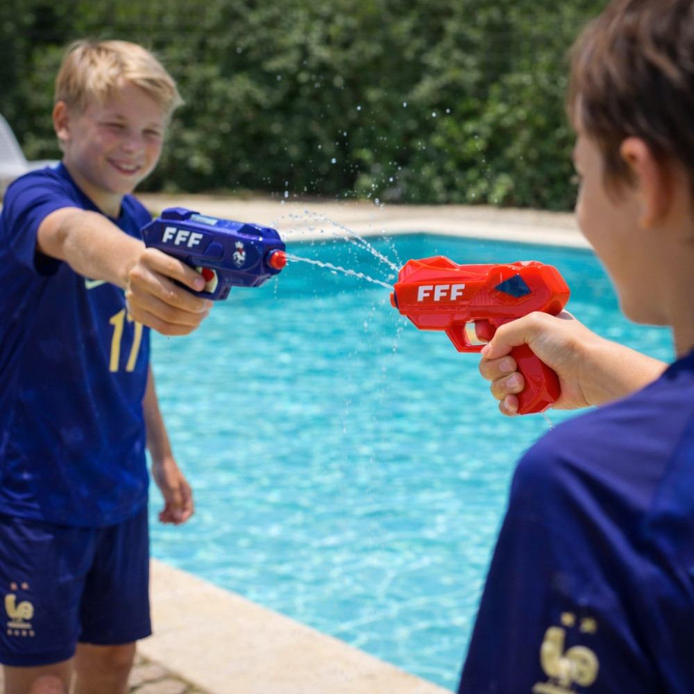 Paire de Pistolets à Eau 12 cm Bleu et Rouge – Produit Officiel Équipe de France FFF, Jouet de Plage et Piscine, Jeux d’Eau Été