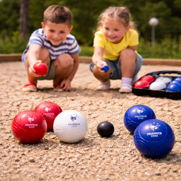 Set de 6 Boules de P&eacute;tanque pour Enfants Bleu Blanc Rouge &ndash; Produit Officiel &Eacute;quipe de France FFF, Jeu d&rsquo;Adresse pour Jardin