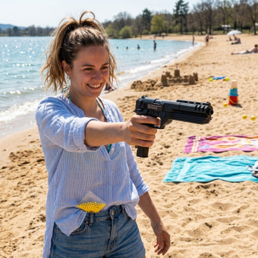 Pistolet &agrave; billes 35 cm avec chargeur long &ndash; 18 billes incluses &ndash; 0,15 J