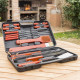 Malette Barbecue 18 Pièces Ustensiles en Acier Inoxydable Bois et Polyéthylène – Kit BBQ Complet