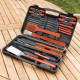 Malette Barbecue 18 Pièces Ustensiles en Acier Inoxydable Bois et Polyéthylène – Kit BBQ Complet