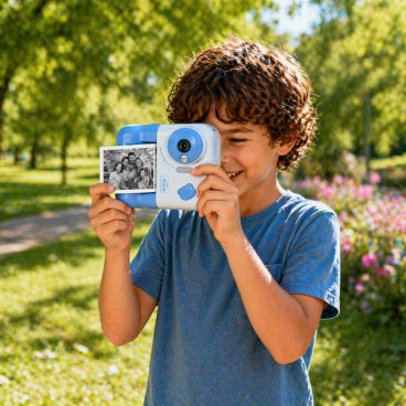 Appareil Photo Enfant Impression Instantan&eacute;e 48 MP Vid&eacute;o 1080p &Eacute;cran 2,4 Pouces 3 Rouleaux &ndash; Jeux et Lecteur Audio Bleu