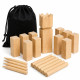 Jeu de Kubb en Bois 21 Pièces pour 2 à 12 Joueurs avec Filet de Rangement – Jeu d’Extérieur d’Adresse pour Jardin