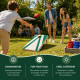 CORNHOLE- Jeu de Cornhole en Bois – Planche + 8 Sacs Colorés | Jeu d’Adresse Extérieur pour Jardin & Famille