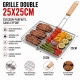 Set de 2 Double Grilles Barbecue Acier Chromé Carré 25x25 cm – Accessoires de Cuisson pour Grill, Viande et Légumes