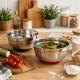 Set de 2 Saladiers Inox 24 cm 2,5 L avec Base Antidérapante – Bols de Cuisine Empilables en Acier Inoxydable pour Mélange