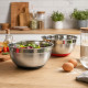 Set de 2 Saladiers Inox 24 cm 2,5 L avec Base Antidérapante – Bols de Cuisine Empilables en Acier Inoxydable pour Mélange