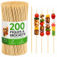 Set de 200 Piques à Brochettes en Bambou 20 cm pour Barbecue et Apéritif – Bâtonnets de Cuisson pour Grill, Viande etc..