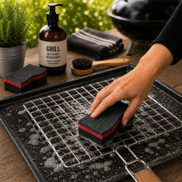 Set de 6 &Eacute;ponges Barbecue Double Face - Nettoyage Grill, Grille, Couvercle et Plancha Absorbantes Durables