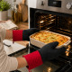 Set de 2 Gants Barbecue Résistants à la Chaleur 280° Coton et Silicone Antidérapant – Gants Cuisine pour Grill, Four et Plancha