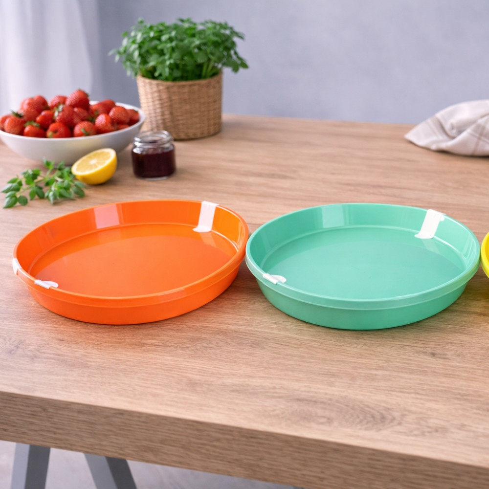 Boîte de Conservation Ronde 31 cm pour Crêpes, Tortillas et Pizza avec Couvercle - Couleur Aléatoire