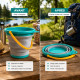 Seau Pliable Coloré Multi Usages 17 cm Compact et Pratique – Seau Souple pour Camping, Jardin, Plage et Rangement