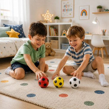 Set de 3 Mini Ballons de Foot Color&eacute;s 10 cm &ndash; Ballons Souples pour Enfants, Jeux Ext&eacute;rieur, Plage et Loisirs Sportifs - Couler a