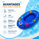 Bateau Gonflable Bleu 107 cm à Motifs pour Piscine et Plage – Jouet Flottant Enfant pour Jeux d’Eau et Loisirs d’Été