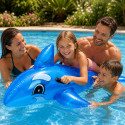 Dauphin Gonflable Bleu 130 cm avec Poignées pour Piscine et Plage – Matelas Flottant Fun pour Été, Vacances et Jeux d’Eau