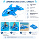 Dauphin Gonflable Bleu 130 cm avec Poignées pour Piscine et Plage – Matelas Flottant Fun pour Été, Vacances et Jeux d’Eau