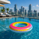 Bouée Ronde Arc en Ciel 80 cm Gonflable pour Piscine et Plage – Matelas Flottant Fun pour Été, Vacances et Jeux d’Eau