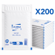 Lot de 200 Enveloppes à Bulles Blanches B/2 120 x 210 mm – Pochettes Matelassées d’Expédition pour Protection et Envoi de Colis