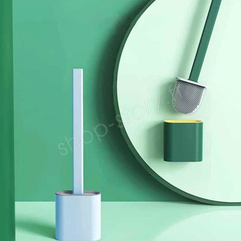 Brosse de Toilette, Brosse de Toilette en Silicone avec Support Mural et  Support à Poser au