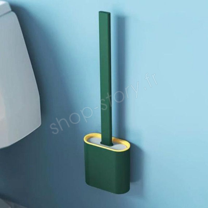 Brosse de toilette respirante étanche à l'eau avec base en silicone WC à  tête plate brosse à poils souples flexibles avec support à séchage rapide, Mode en ligne