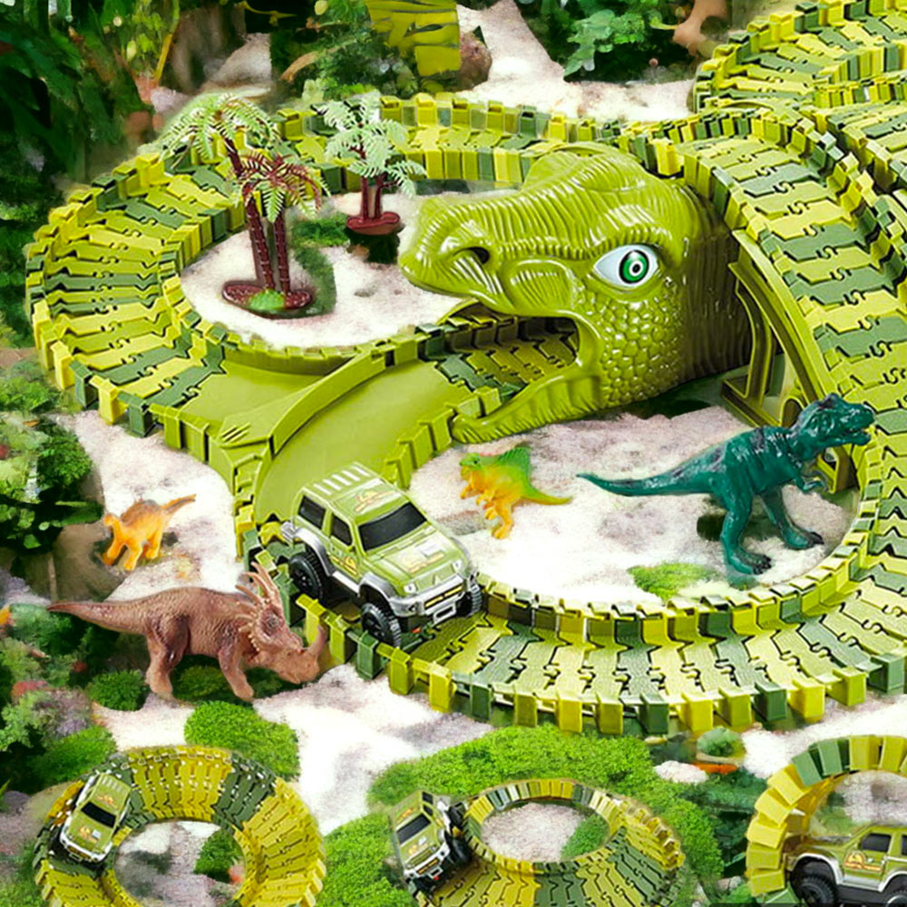Dinotracks - Des Courses Explosives avec le Circuit de Voiture au Pays des  Dinosaures 240 Pièces !