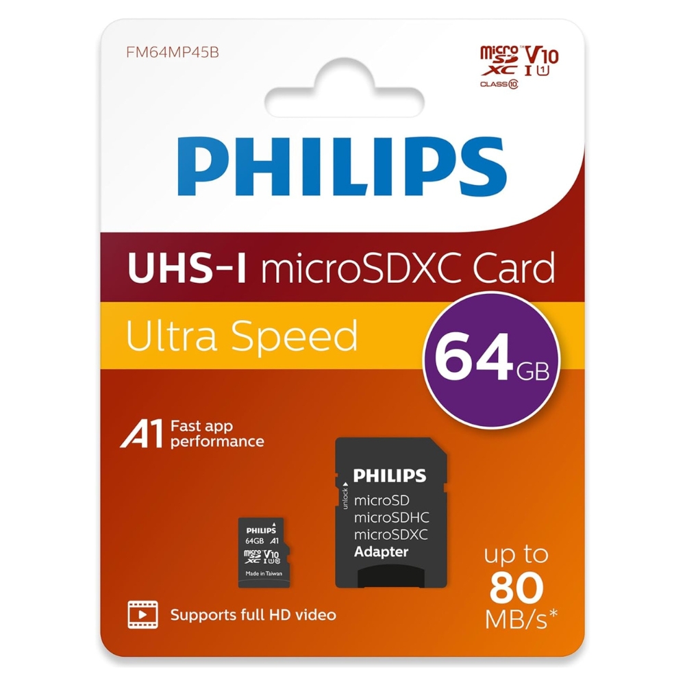 Carte mémoire microSD capacité 64 Go et adaptateur USB
